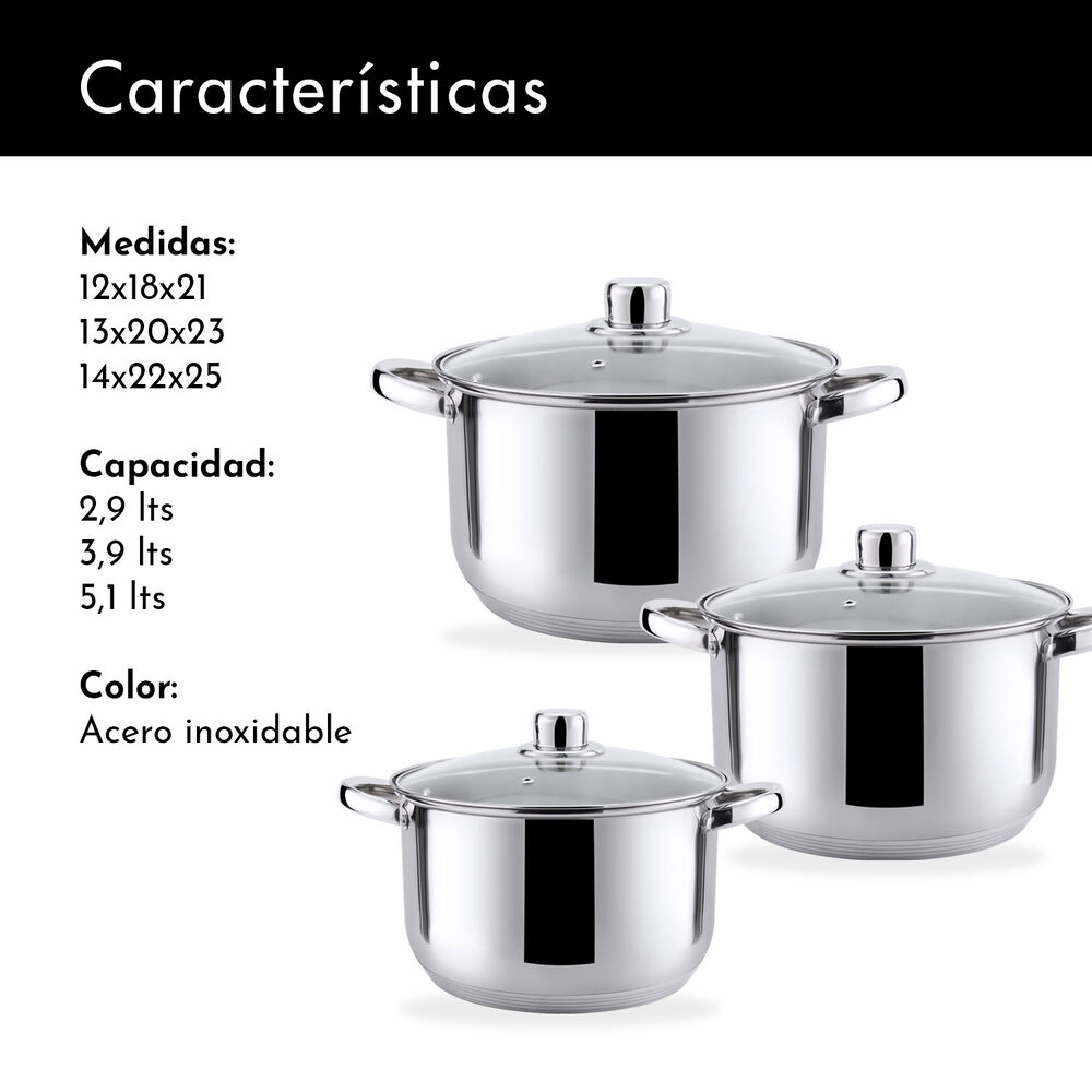 Bater&iacute;as 6 Piezas Acero Inoxidable Dresden Gris image number 2.0