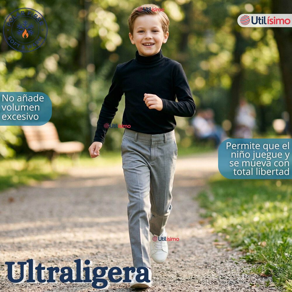 Pack 3 Poleras Camisetas Polar Negras Primera Capa Beatle Manga Larga Ni&ntilde;o image number 6.0