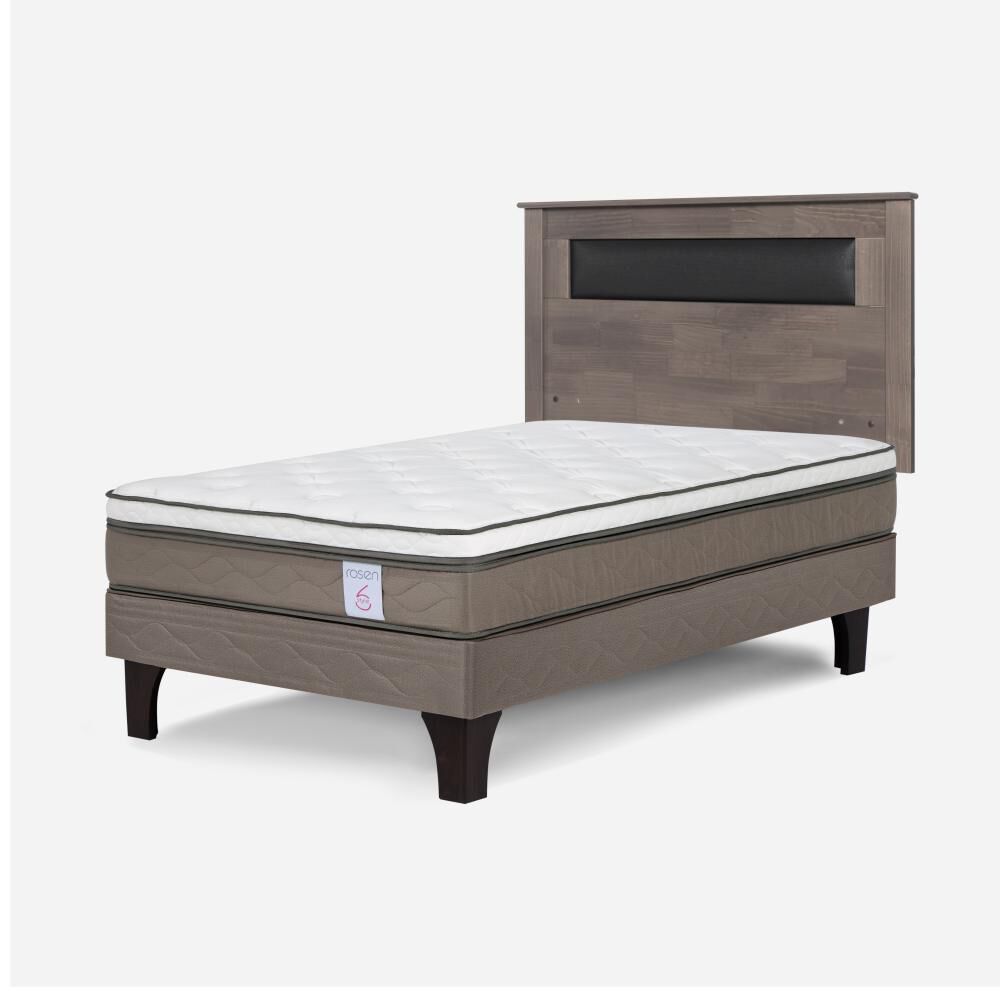 Cama Europea Rosen New Style 6 / 1.5 Plazas / Base Normal  + Respaldo Ferrara Gris image number 1.0