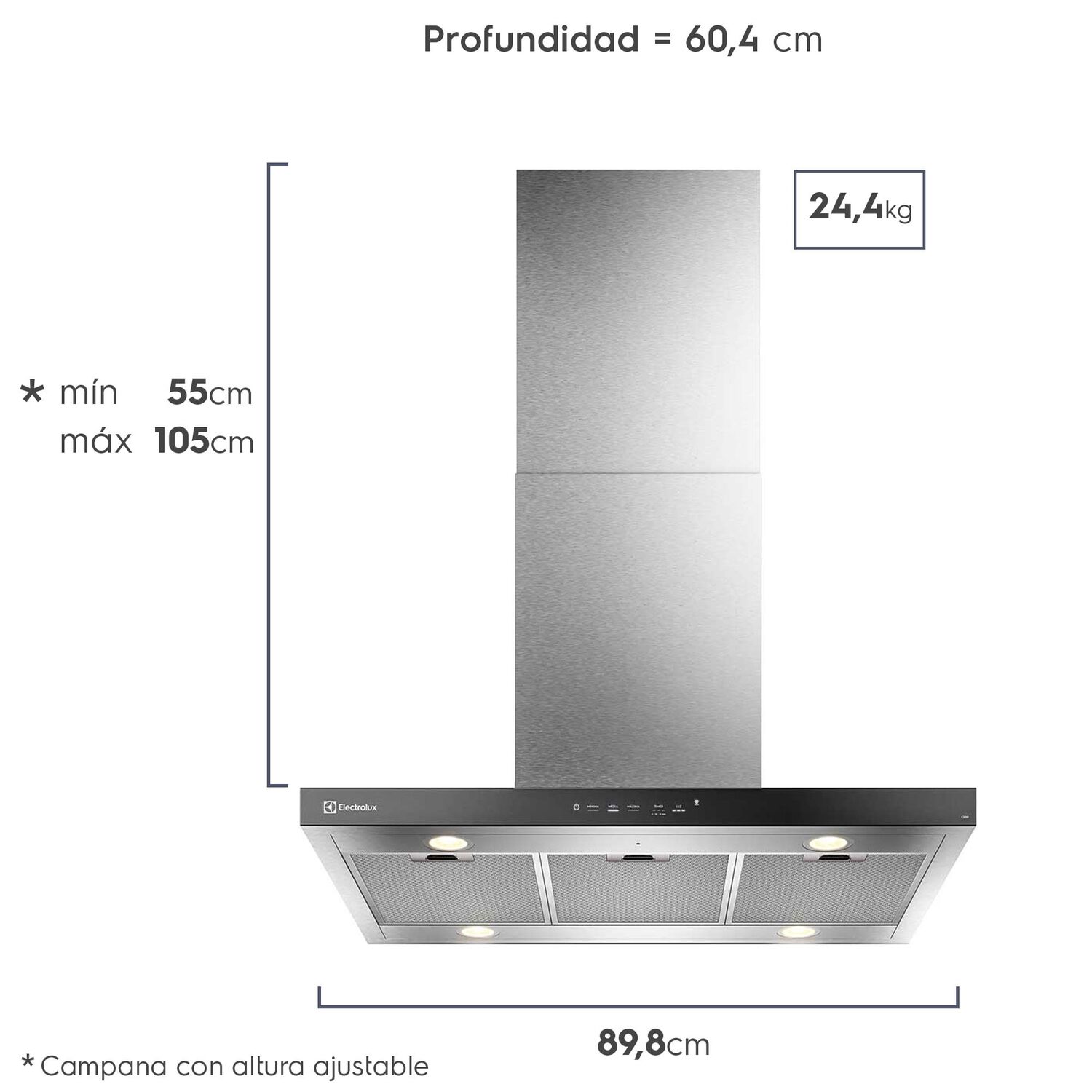 Campana Cocina Decorativa Electrolux Isla 90cm Timer Ce9if image number 2.0