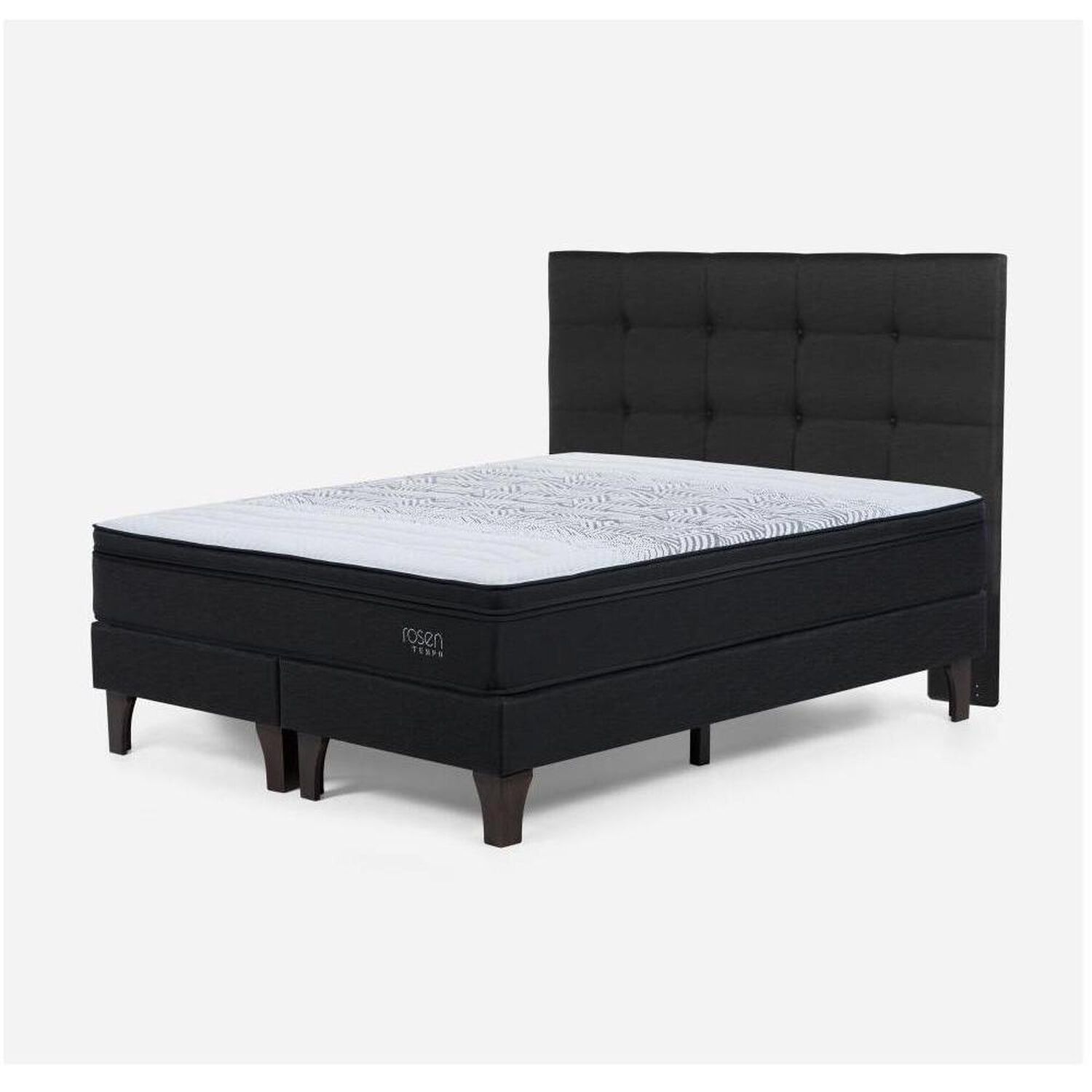 Cama Europea Rosen Tempo / 2 Plazas / Base Dividida + Respaldo Issey Grafito image number 1.0