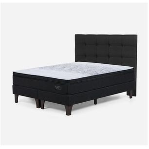 Cama Europea Rosen Tempo / 2 Plazas / Base Dividida + Respaldo Issey Grafito