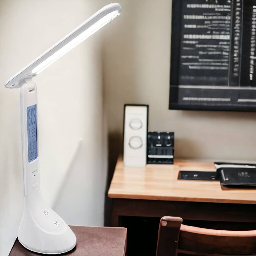 Lampara De Escritorio Led Recargable Touch Con Reloj Dl368 image number 12.0