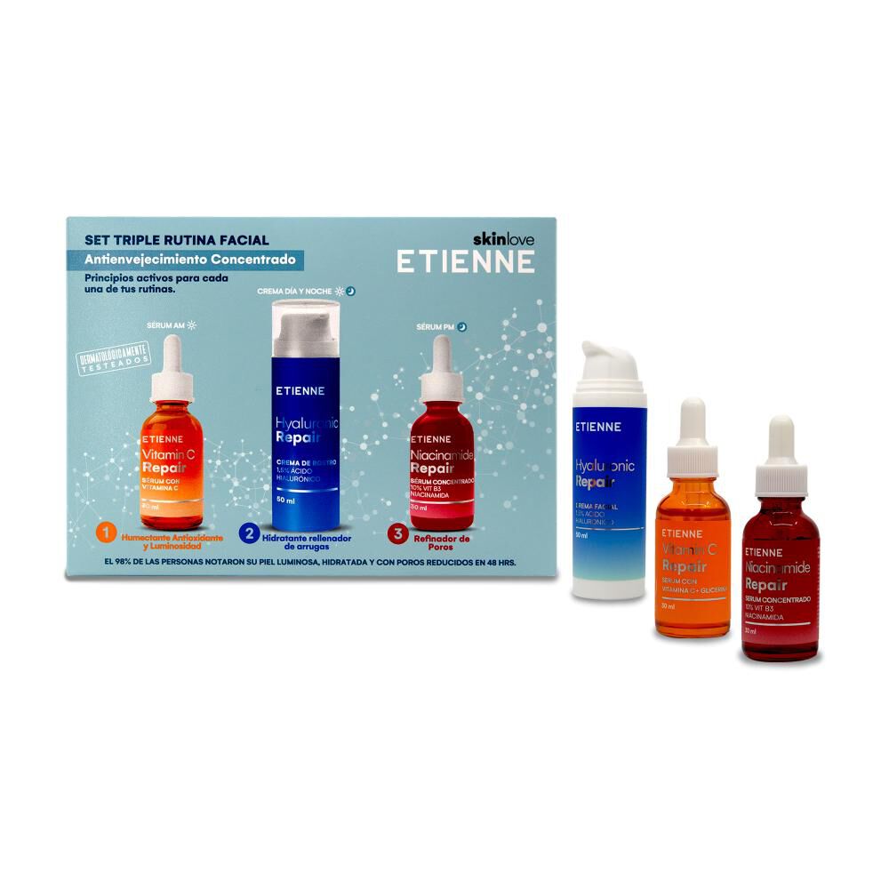Set De Tratamiento Triple Rutina Facial Concentrado Antienvejecimiento Etienne Skin image number 0.0
