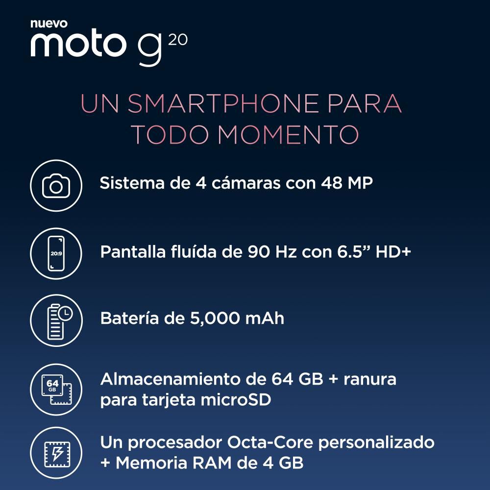 Comparar precios: Motorola Moto G20 (64 GB / 4 GB / Flamingo Pink) - Motorola - ¿Cuánto Cuesta? ¿Dónde Comprar?