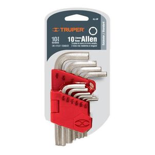 Juego Llaves Allen En Pulgadas 10un. Cortas 1/16" A 3/8" - Truper