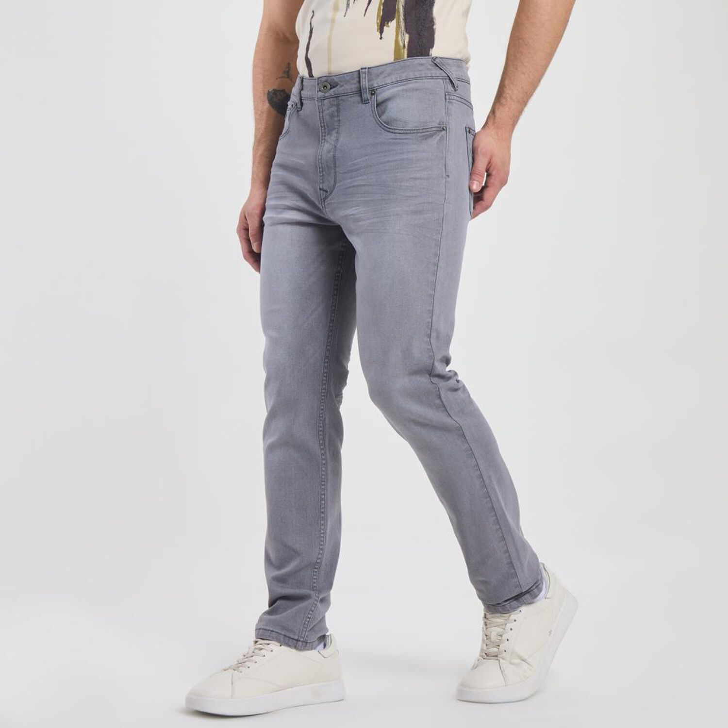Jeans Tiro Medio Regular Slim Hombre Az Black image number 2.0