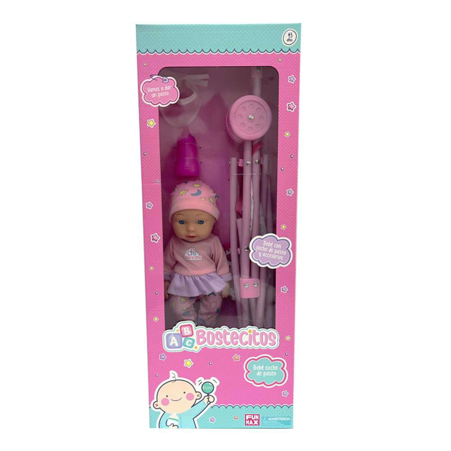 Mu&ntilde;eca Babydoll Bostecitos Abc Con Coche image number 3.0