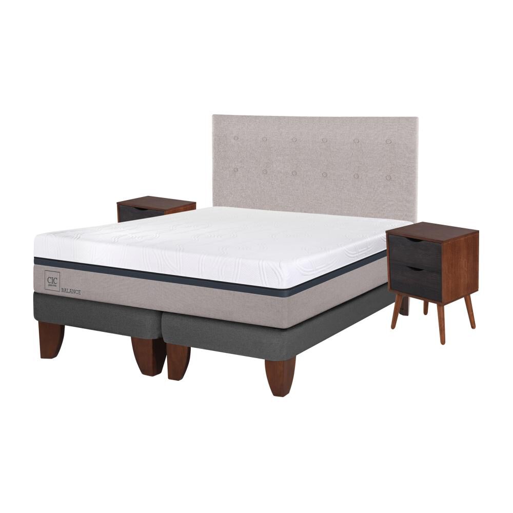 Cama Europea Cic Balance / 2 Plazas / Base Dividida + Set De Maderas image number 1.0