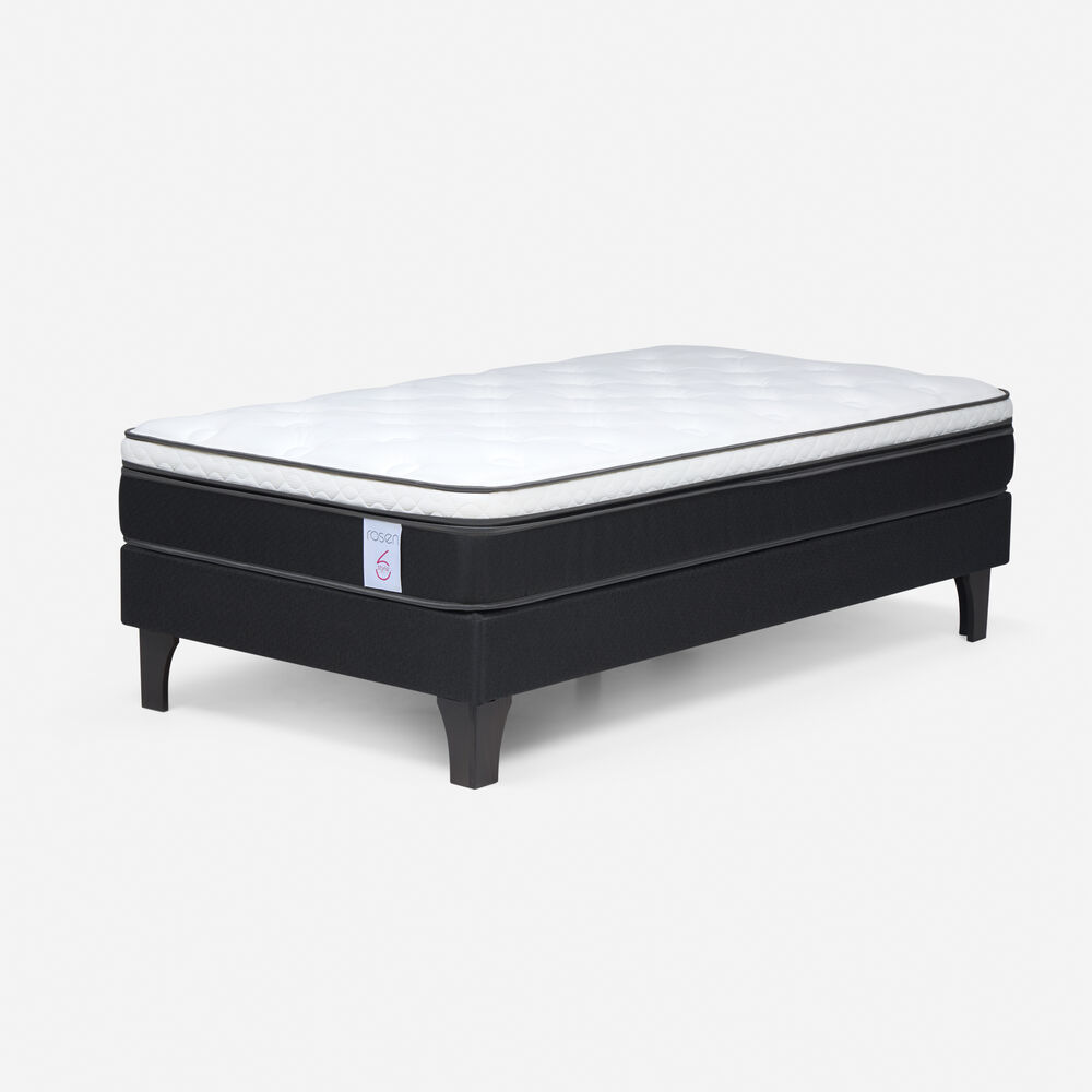 Cama Europea Rosen New Style 6 / 1.5 Plazas / Base Normal + Set De Maderas Issey Grafito image number 7.0