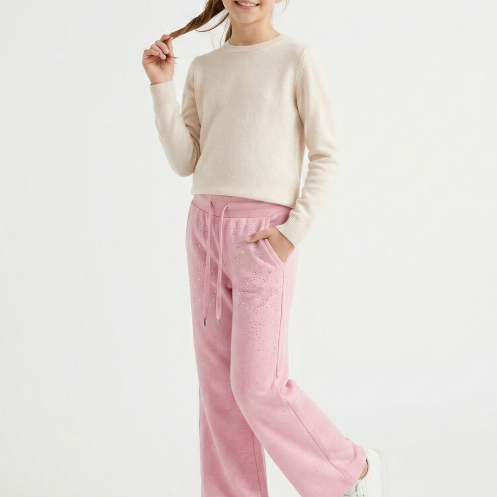 Pantal&oacute;n Buzo Ni&ntilde;a Wide Leg Brillos Algod&oacute;n Moda Urbana image number 1.0