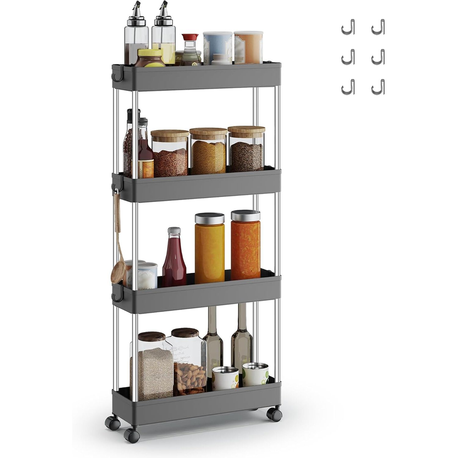 Carro Multiuso Songmics 4 Pisos Angosto Gris 14,4 Cm image number 0.0
