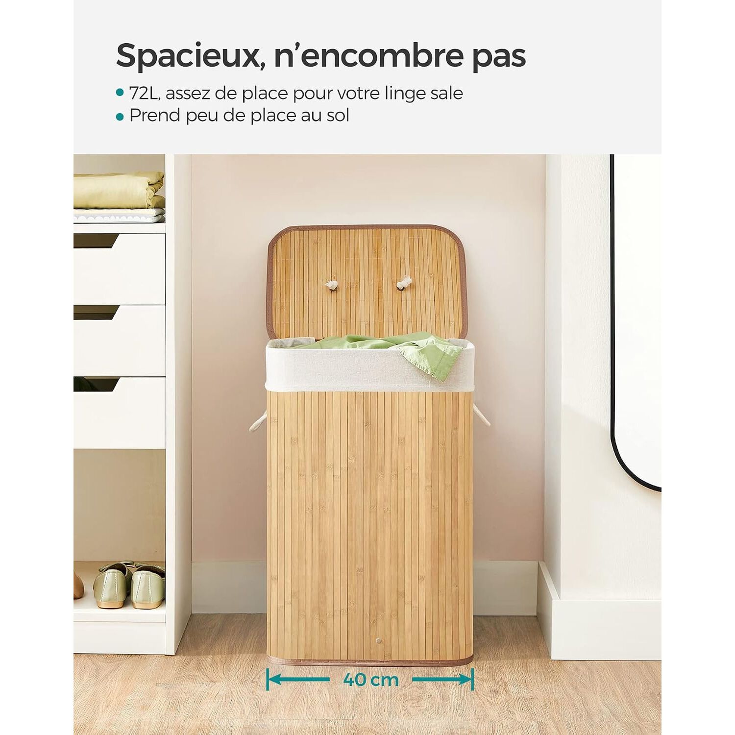 Canasto Ropa Songmics 72l Plegable Con Bolsa Lavable image number 6.0