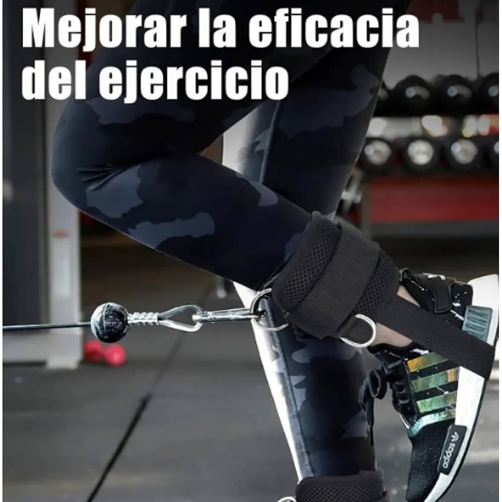 Pared Negra Tobilleras Para Polea Gym Gl&uacute;teos Banda Tensi&oacute;n image number 3.0