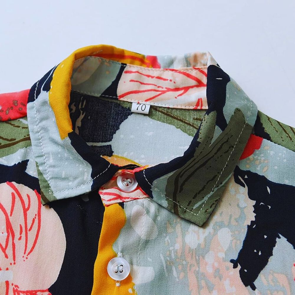 Conjunto De Vestir Hawaiano Manga Corta Ni&ntilde;o 1 A 5 A&ntilde;os Verde Floral Hawaiano image number 3.0