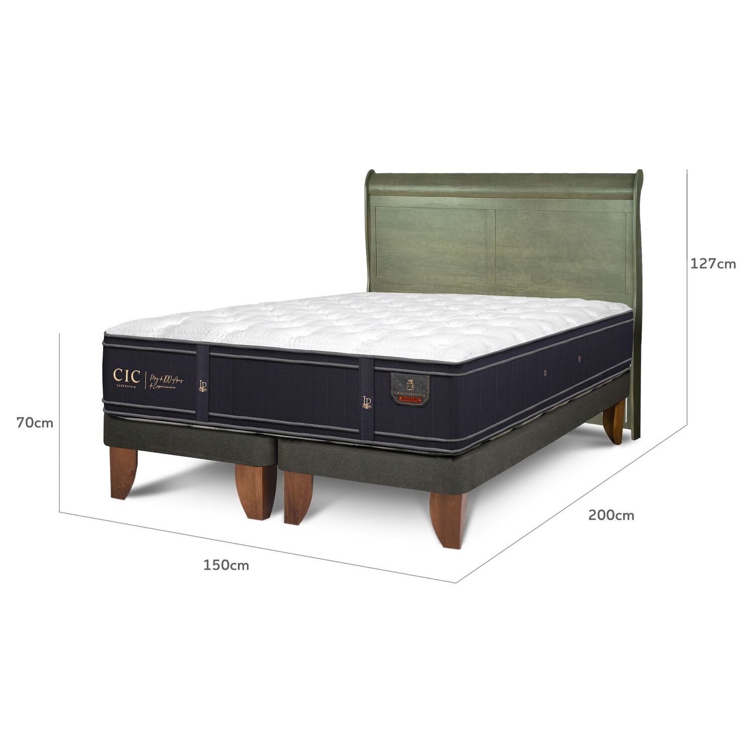 Cama Europea Cic Linea Premium / 2 Plazas / Base Dividida + Respaldo image number 2.0