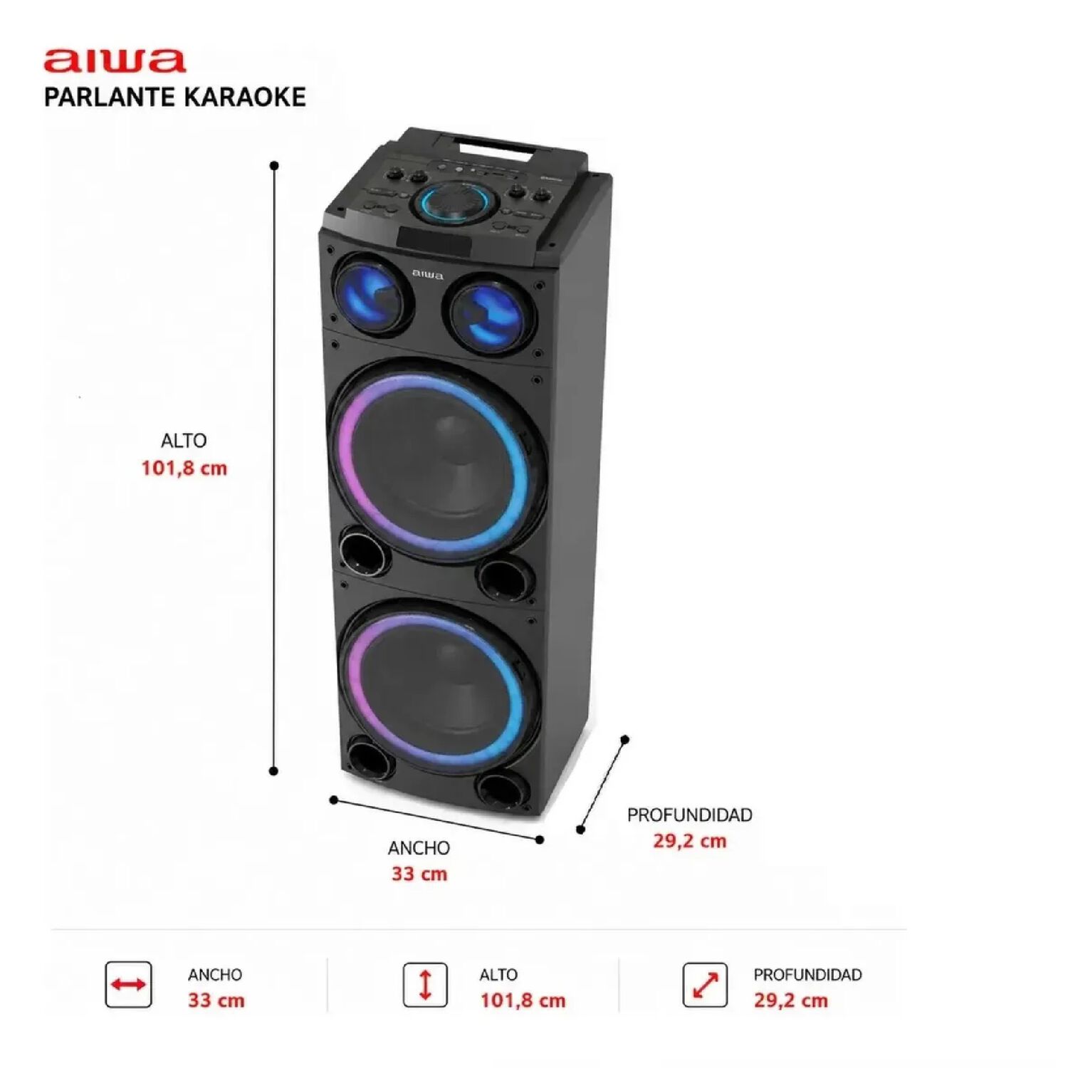Parlante Aiwa Awpoc14 Grande 1500w Pmpo Bluetooth. image number 1.0