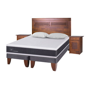 Cama Europea Cic Ortopedic / King / Base Dividida + Set De Maderas + Almohada