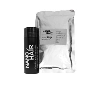 Nano Hair Rubio Oscuro Pelo En Polvo Pack Frasco Y Recarga 80g