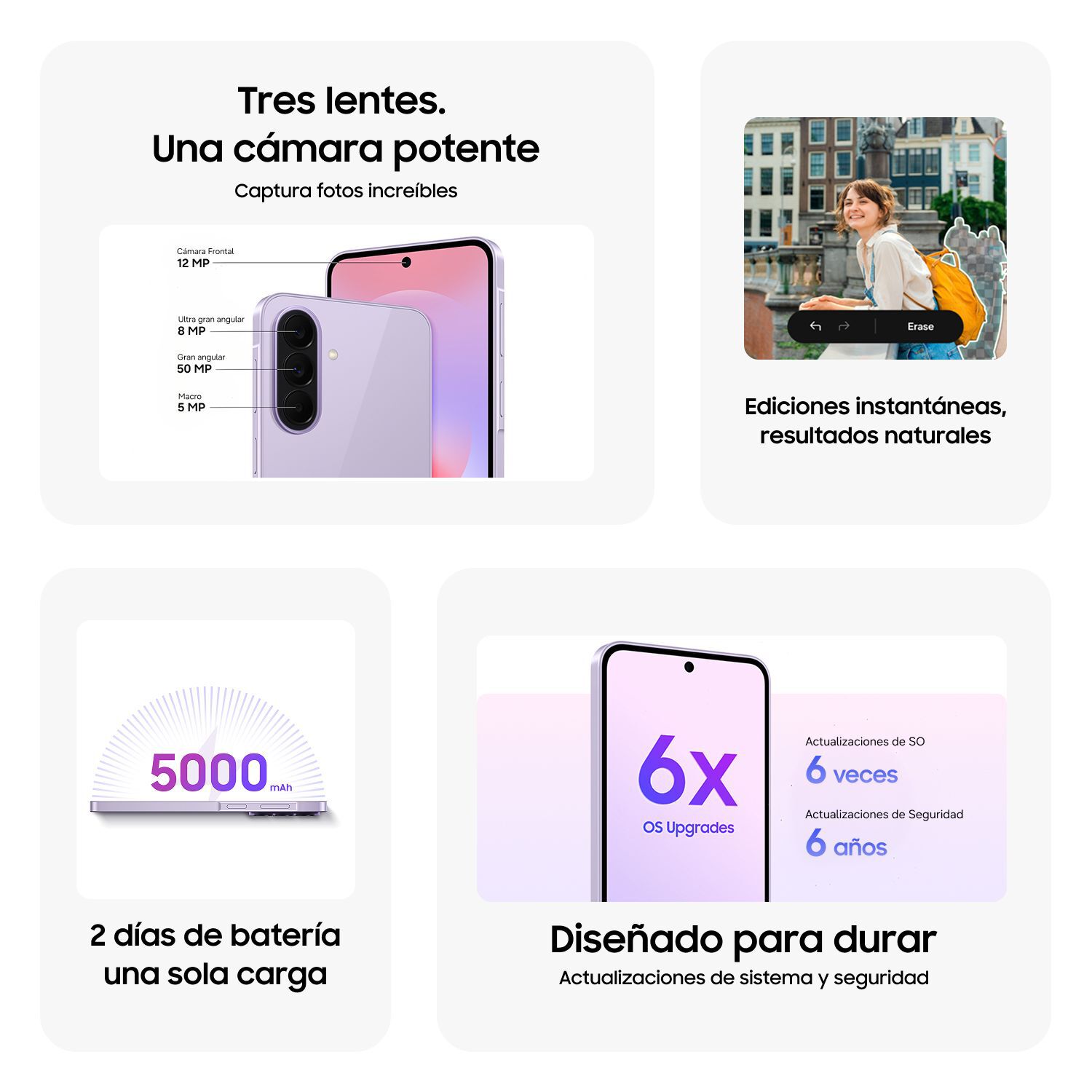 Smartphone Samsung Galaxy A37 / 5G / 128 GB / Awesome Lavender / Liberado image number 4.0