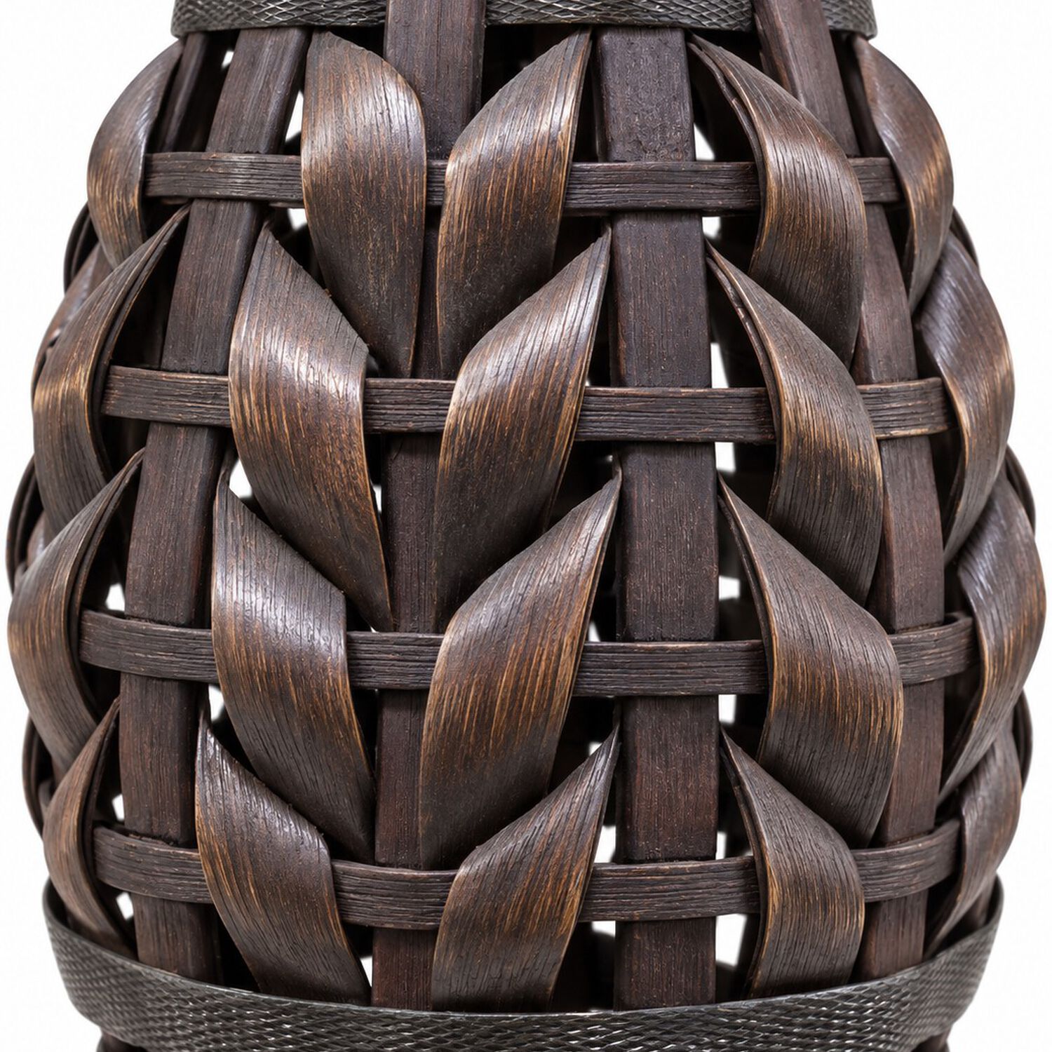 Florero Decorativo De Bamb&uacute; Calado Pickacho 60 Cm Jarr&oacute;n Alto R&uacute;stico Marr&oacute;n Oscuro image number 3.0