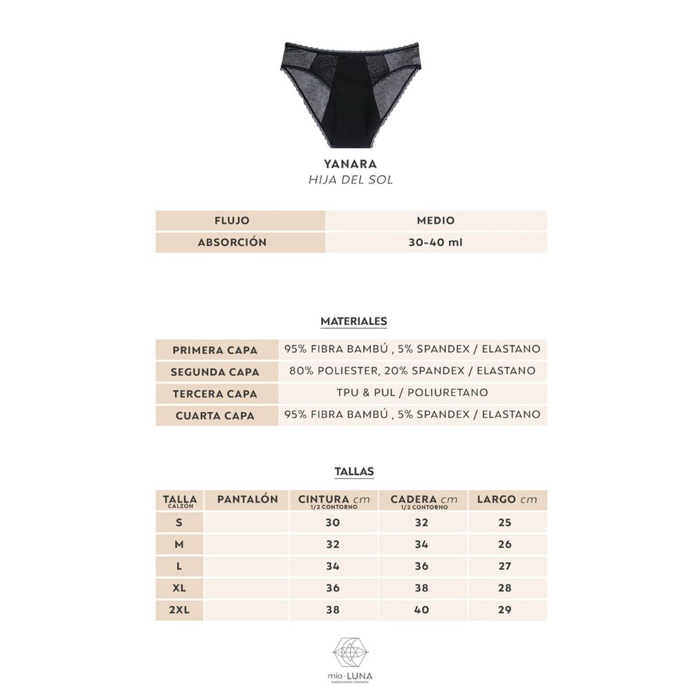Calzon Menstrual Miapanties Yanara Flujo Medio Talla S image number 2.0