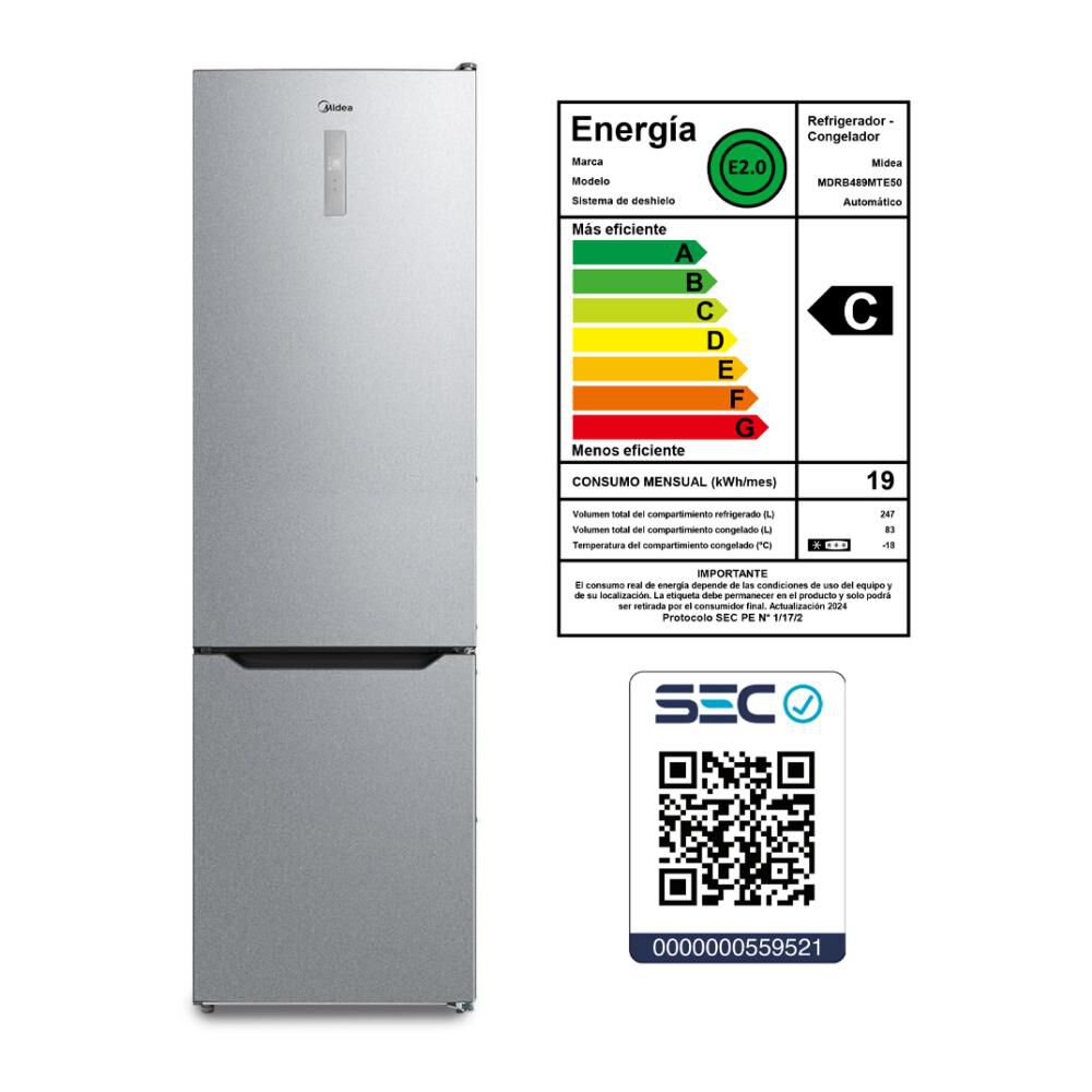 Refrigerador Bottom Freezer Midea MDRB489MTE50 / No Frost / 330 Litros / C image number 9.0