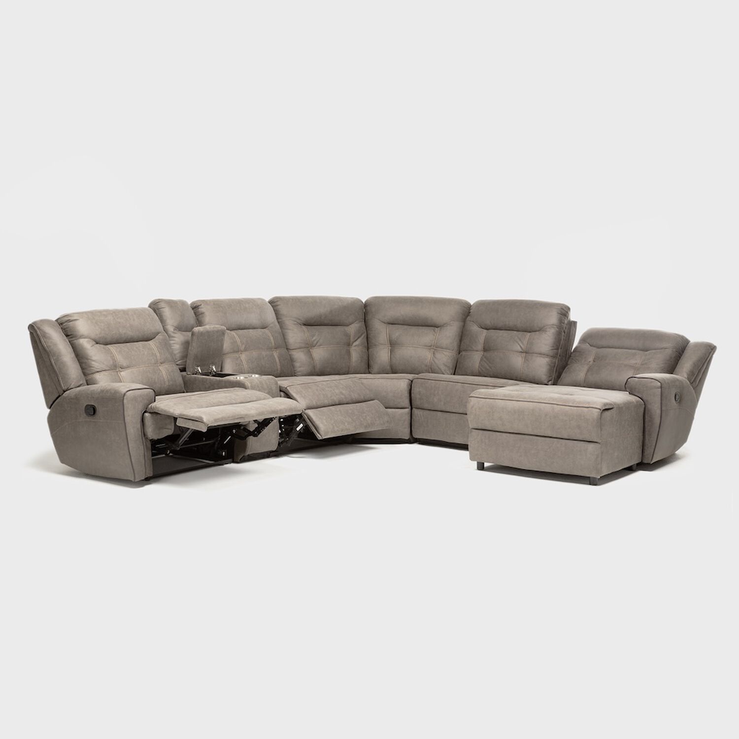 Sof&aacute; Seccional Reclinable Moderno Caf&eacute; Grand image number 7.0