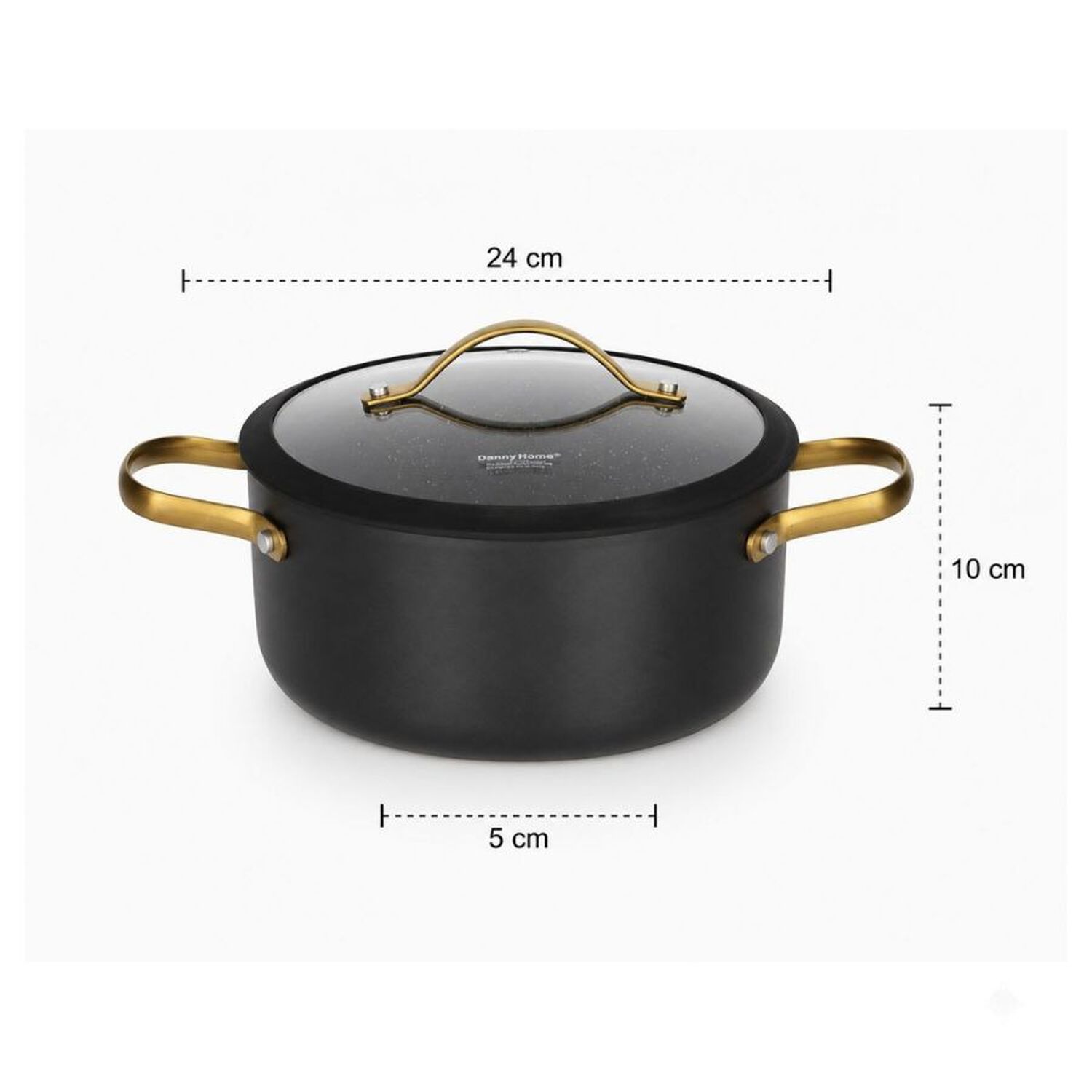 Olla Cacerola Antiadherente Con Tapa Negra 24cm image number 2.0