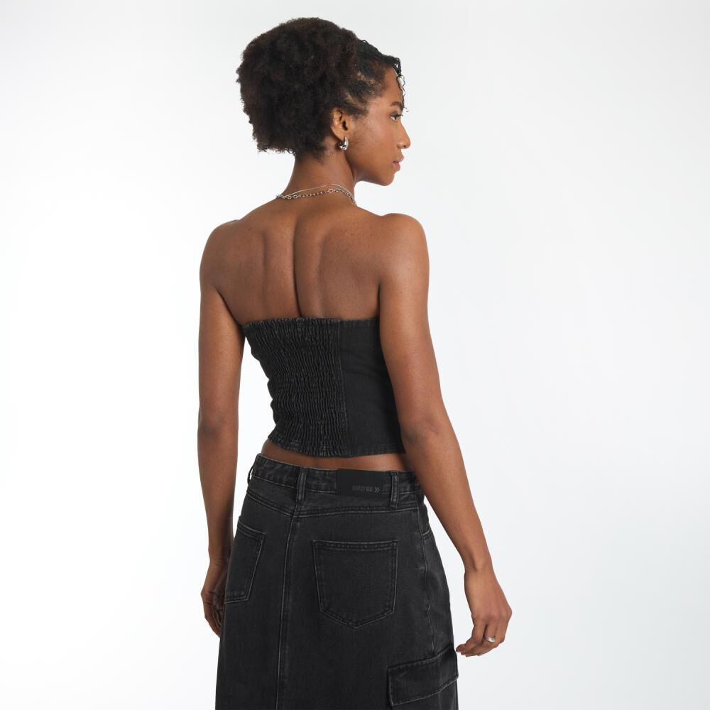 Polera Denim Straples Mujer Rolly Go image number 3.0