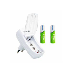 Cargador De Pilas Recargables + 2 Pilas Aa 2700 Mah 9580f
