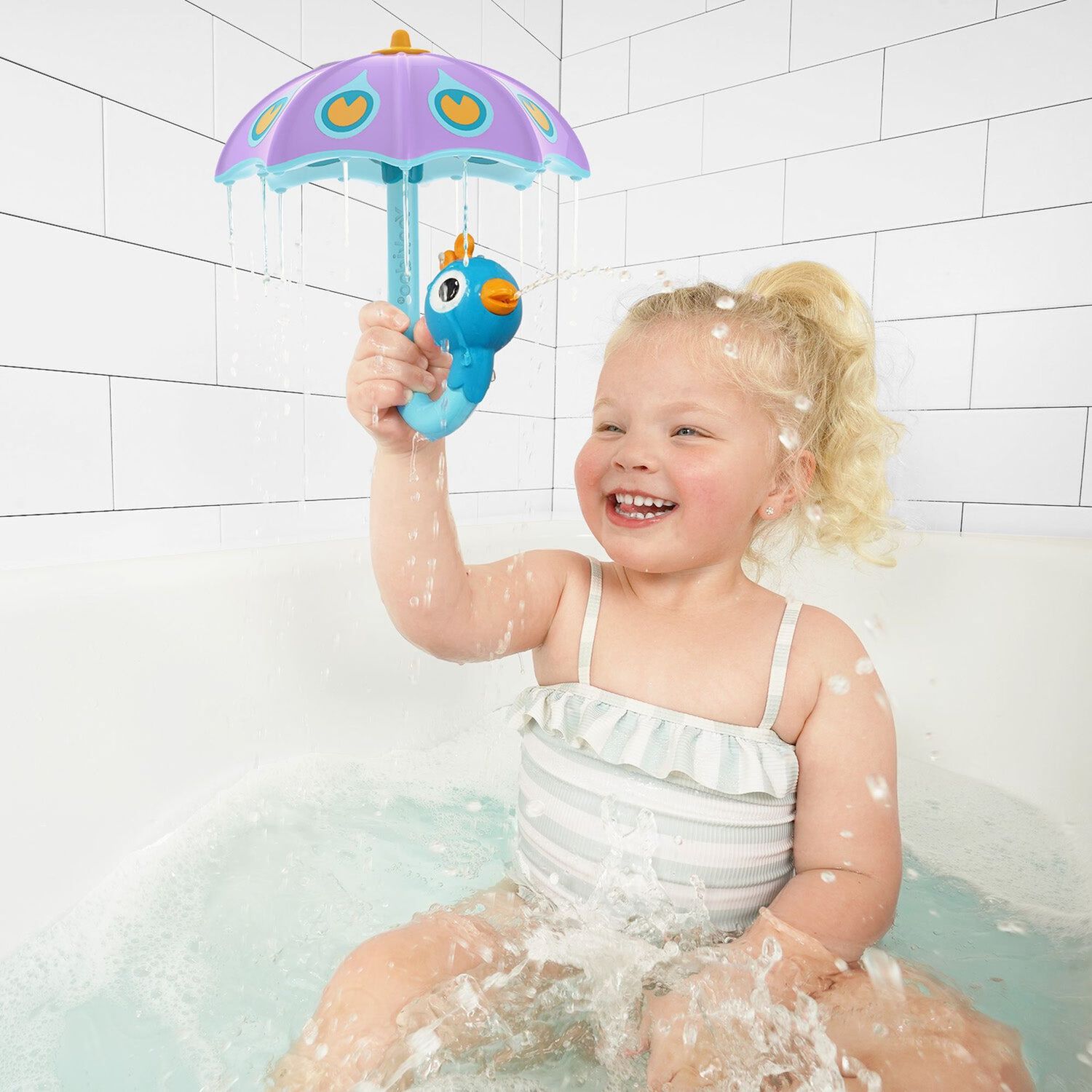 Juego De Ba&ntilde;o Paraguas Pavo Real Purpura Infantil Beb&eacute; Ni&ntilde;o Ni&ntilde;a Tina Yookidoo image number 3.0
