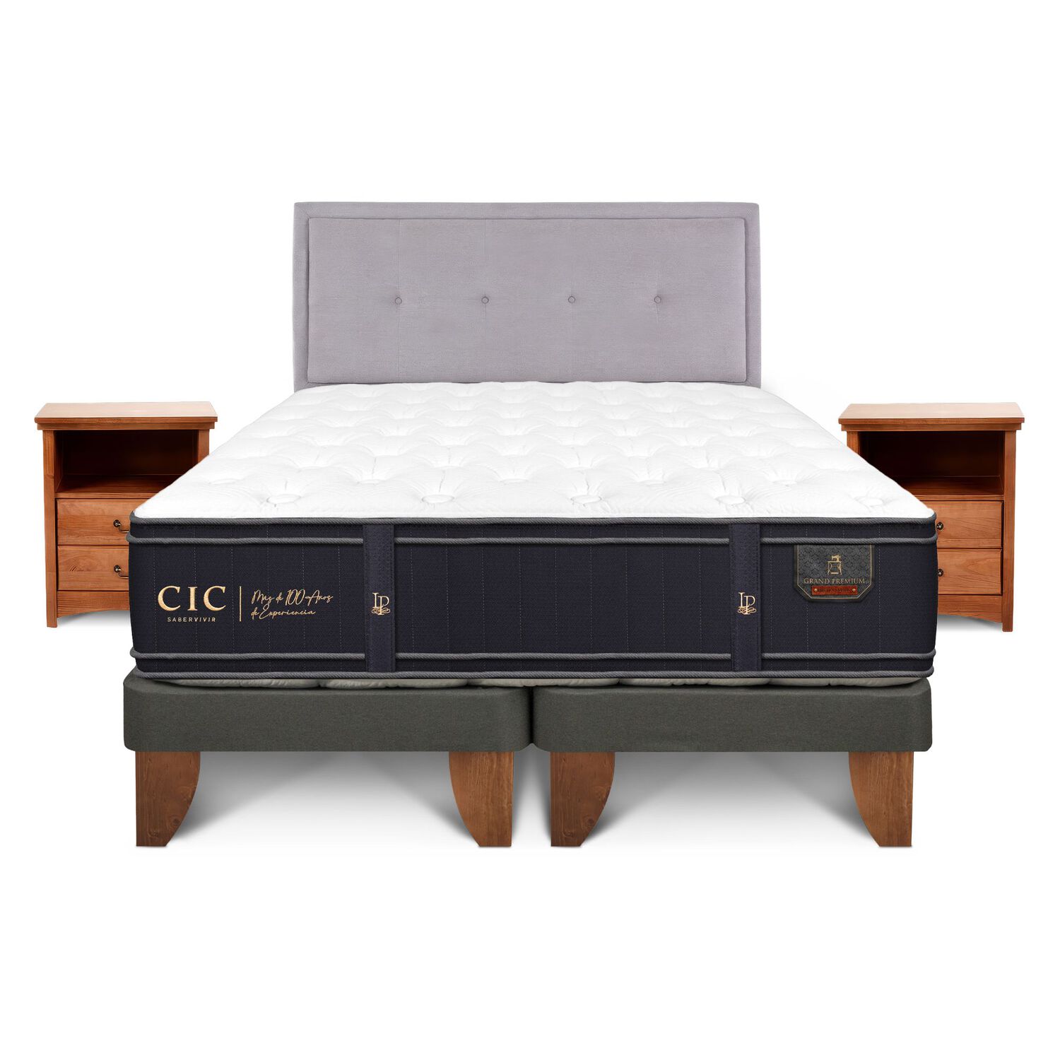 Cama Europea Cic Grand Premium / King / Base Dividida + Set De Maderas image number 0.0