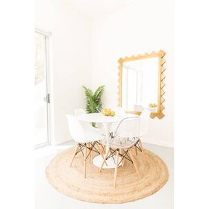 Mesa Comedor Redonda Estilo Tulip 80 Cm Blanca Cubierta Mdf Y Base Acero Inoxidable