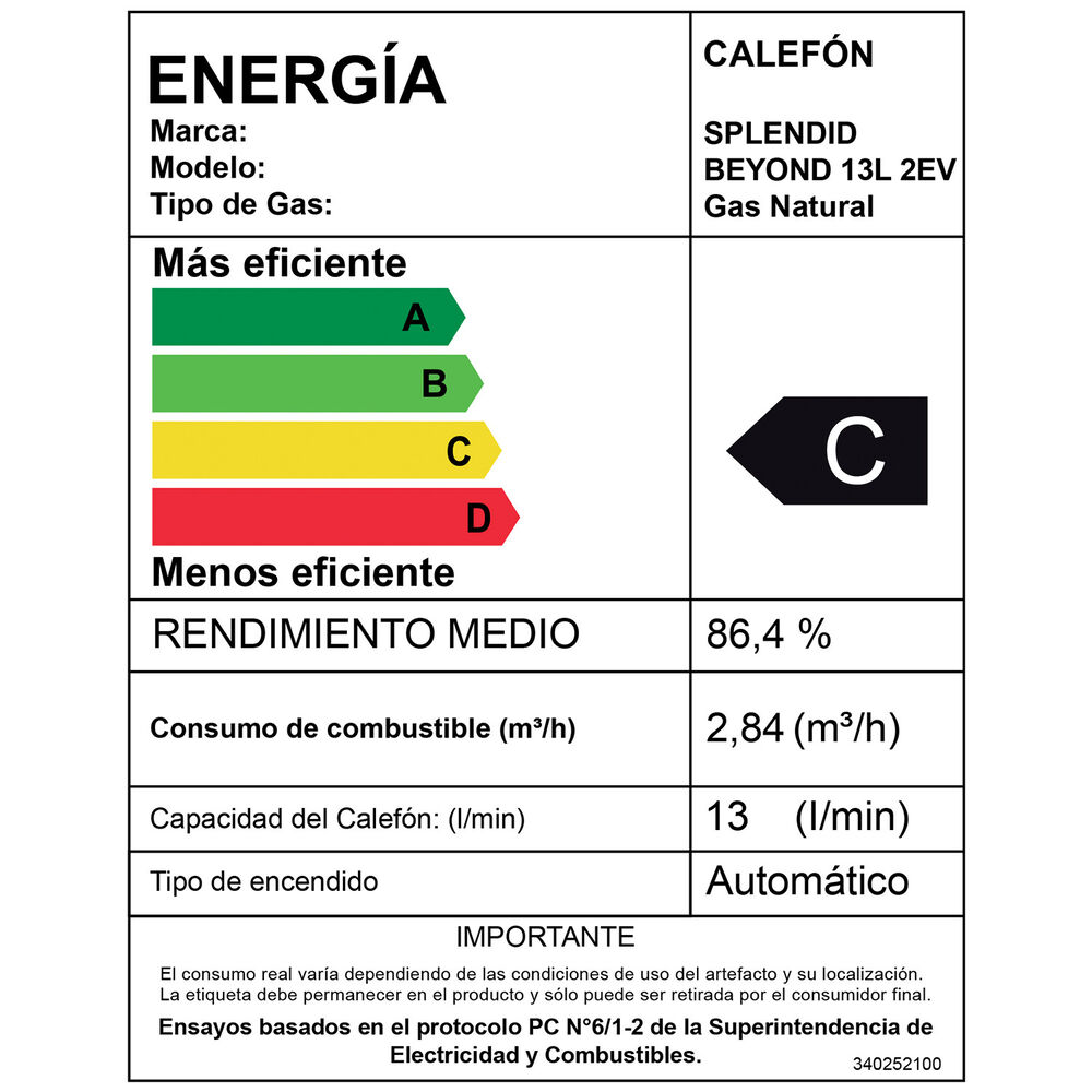 Calefont 13 Litros Gas Natural Tiro Natural Splendid image number 3.0