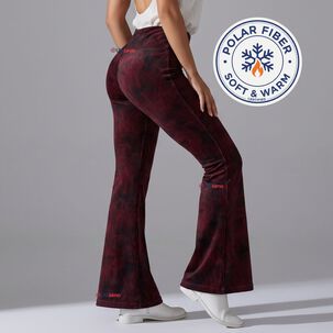 Pantal&oacute;n Polar Con Chiporro Palazzo Mujer Calza Elasticada T&eacute;rmica Burdeo