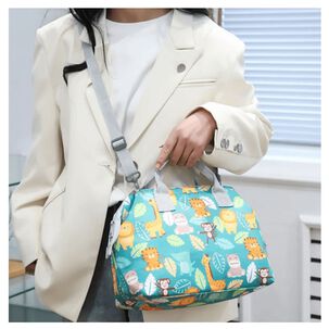 Bolso Maternal Panales Oxford 31cm Panalera Portatil Multifuncional Estampada Turquoise Animals