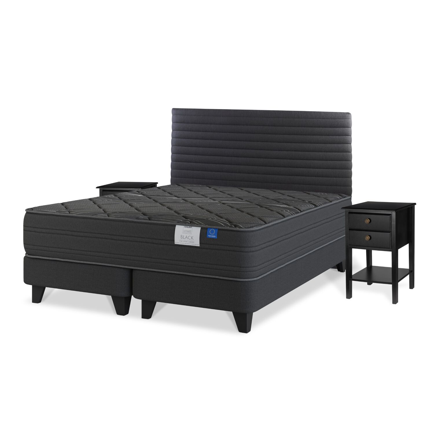 Cama Europea Flex Black / 2 Plazas / Base Dividida + Set De Maderas image number 0.0