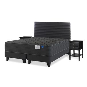 Cama Europea Flex Black / 2 Plazas / Base Dividida + Set De Maderas