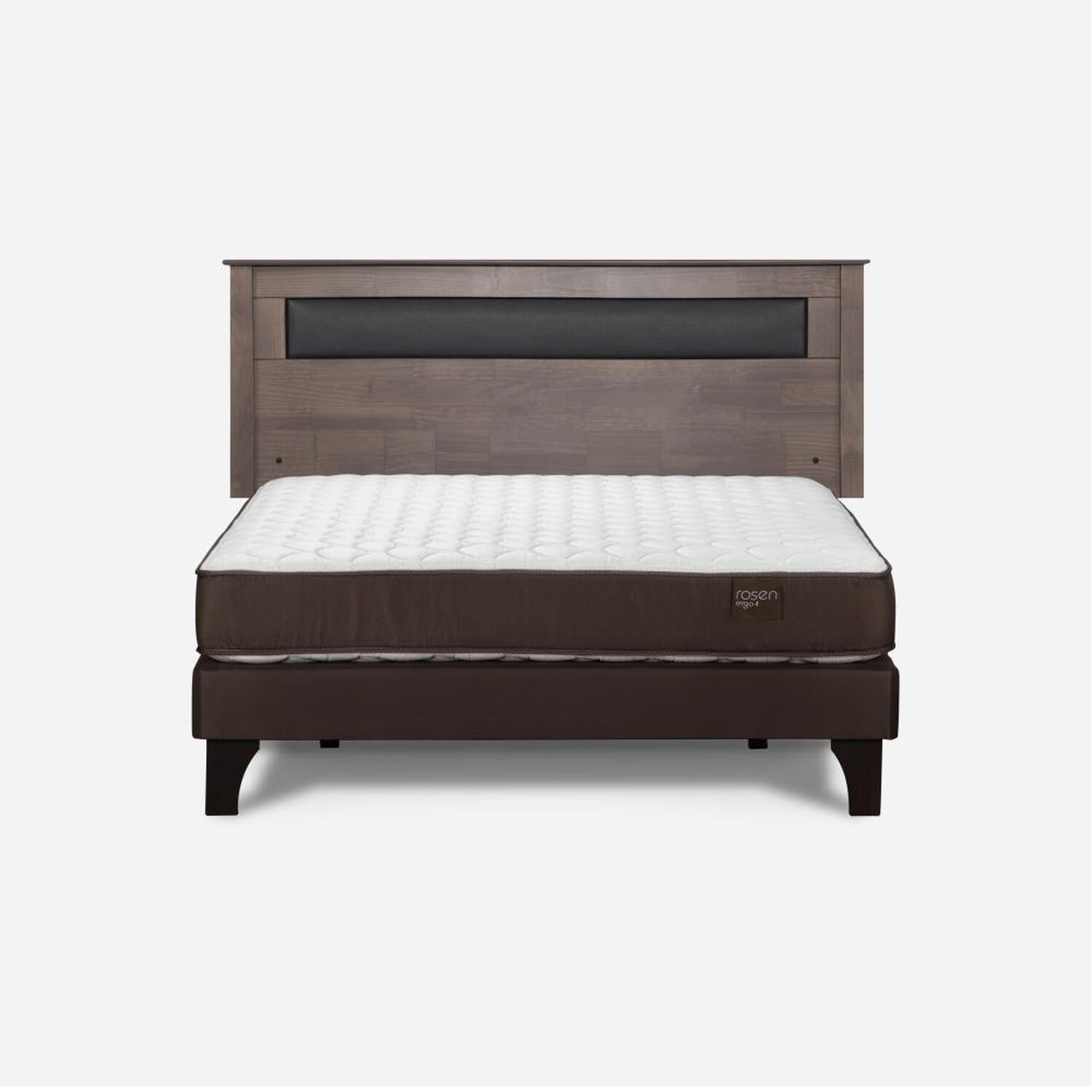 Cama Europea Rosen Ergo T New / 2 Plazas / Base Normal  + Respaldo Ferrara Gris image number 0.0