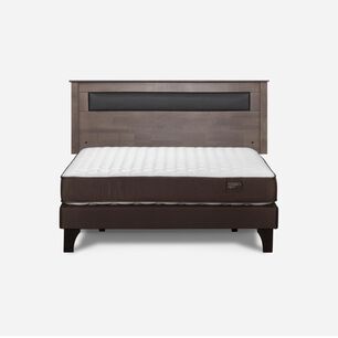 Cama Europea Rosen Ergo T New / 2 Plazas / Base Normal  + Respaldo Ferrara Gris