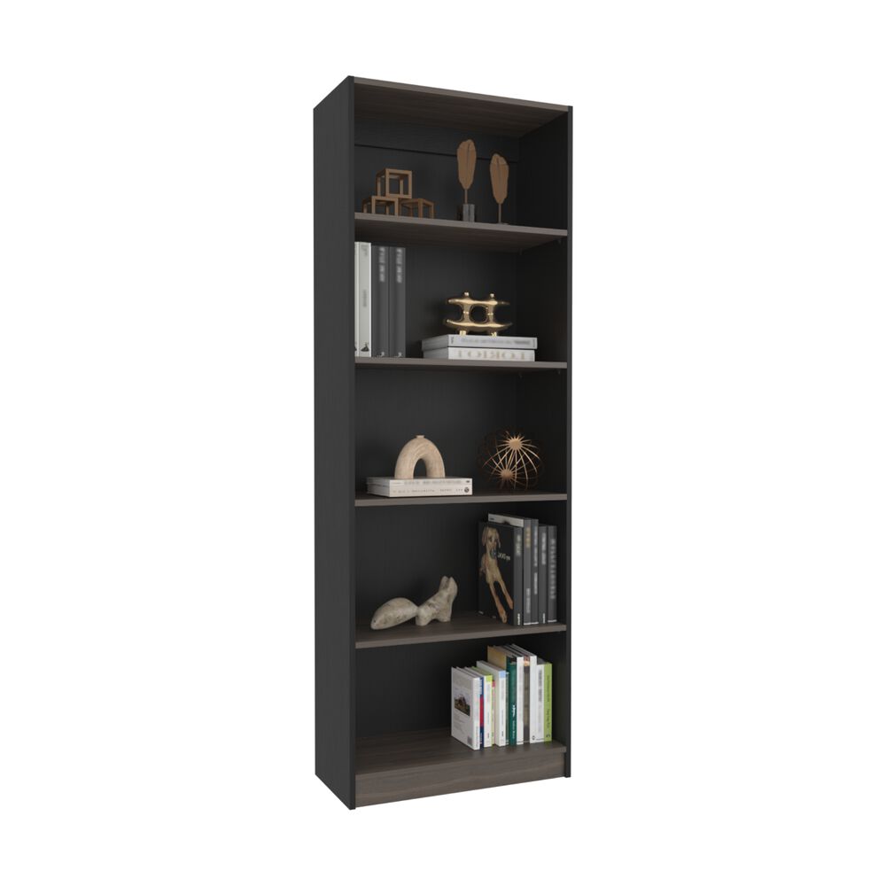 Estante Organizador De Libros Fm 180,6x62,8x29,9 Cm Negro Y Caf&eacute; image number 1.0