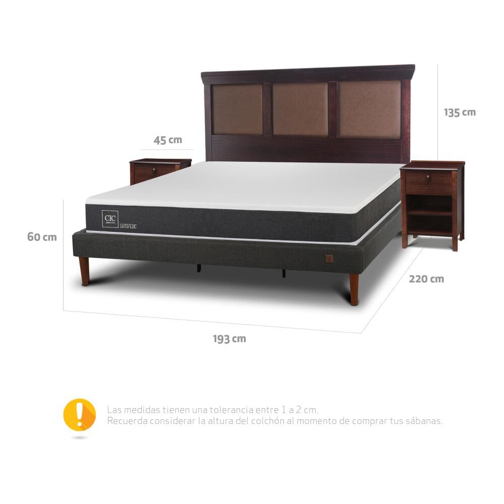 Cama Europea Cic New Ortopedic / King / Base Normal + Set De Maderas image number 11.0