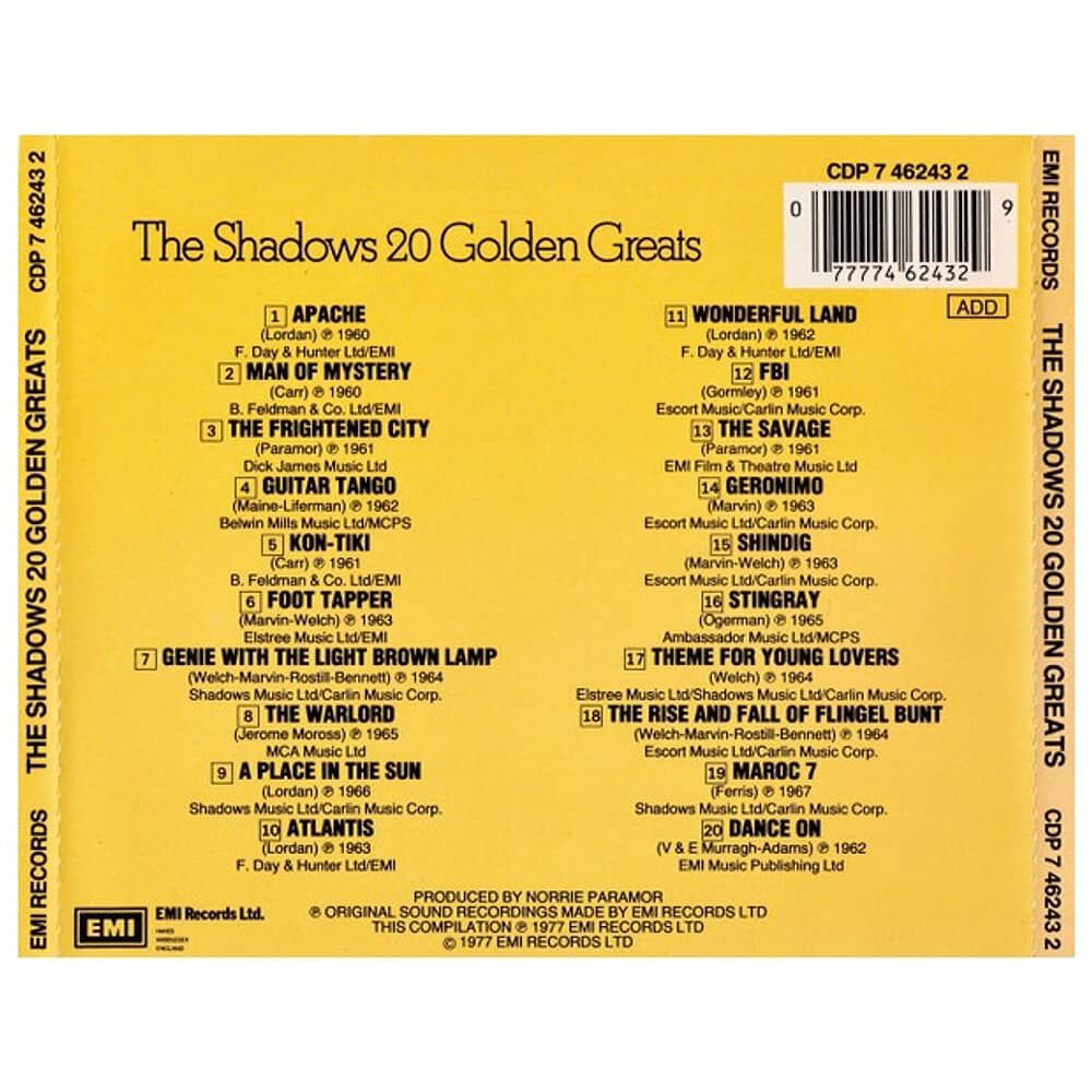 Shadows The - 20 Golden Greatest Hits | Cd image number 1.0