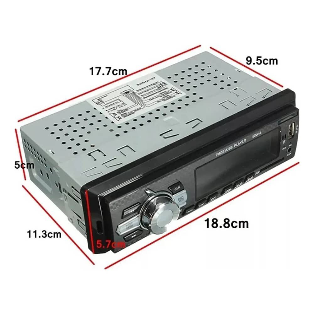 Radio De Auto 1 Din Bluetooth Usb Mp3 Microsd Aux Fm 60wx4 image number 3.0