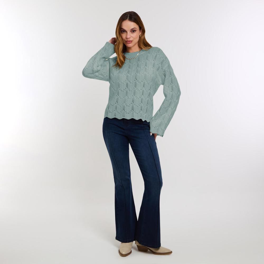 Sweater Calado Manga Larga Cuello Redondo Mujer Kimera image number 1.0