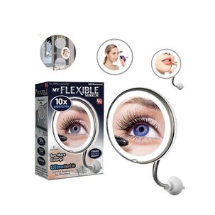 Espejo Maquillaje Led 10x Aumento Flexible Ventosa 360 Iluminado