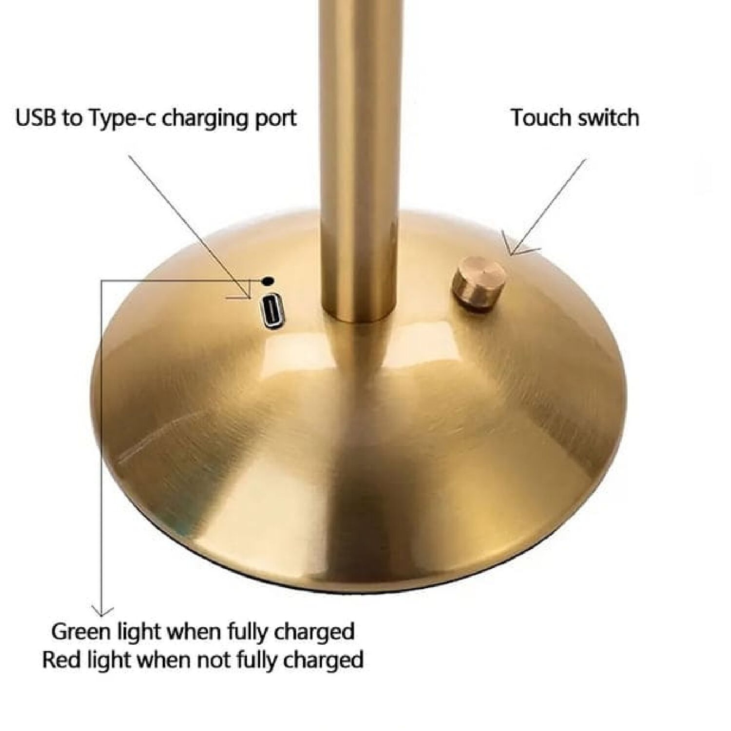 L&aacute;mpara De Mesa Led Recargable Usb Inal&aacute;mbrica Plisada Color Dorado. image number 1.0