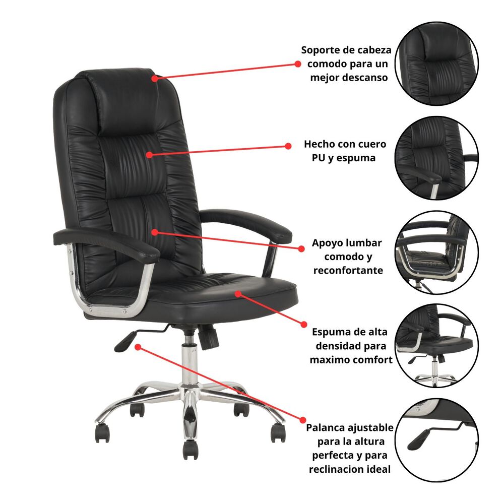 Sillon Gerencial Boston Negro image number 2.0