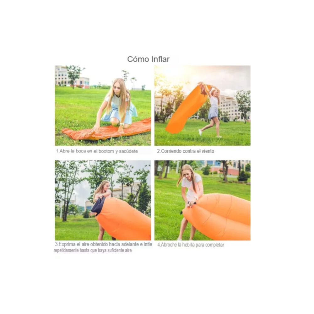 Sofá Sillón Inflable Tumbona Cojín Banano Camping Aire Playa image number 11.0